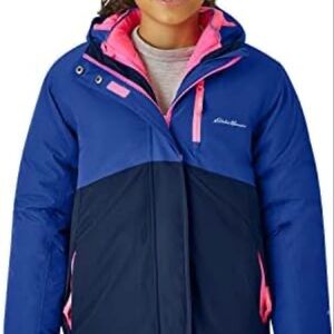 Eddie Bauer Blue and Pink Puffer Jacket Insulated High Collar